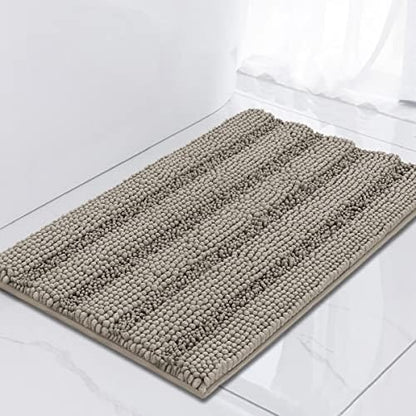 Turquoize Bathroom Rugs Shaggy Chenille Bath Rug Non Slip Thick Shaggy Bath Mats for Bathroom Chenille 1-Piece Bath Mat Set, Soft Super Absorbent Shower Rug Washable Mats, 17"x24", Taupe