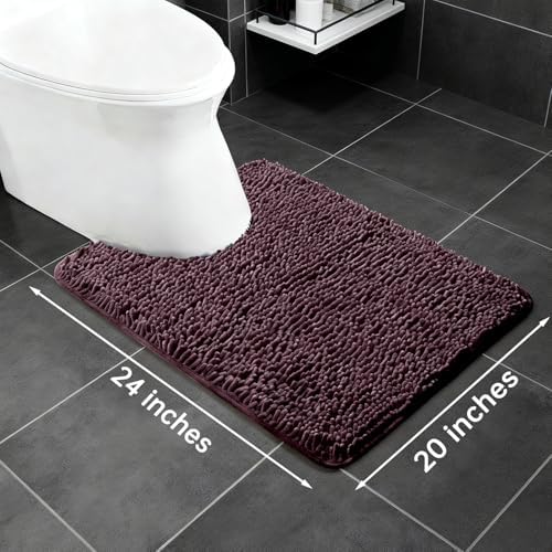 Yeaban Toilet Rugs U-Shape 20"x24", Burgundy