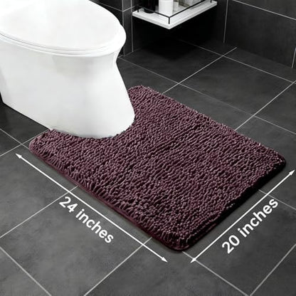 Yeaban Toilet Rugs U-Shape 20"x24", Burgundy