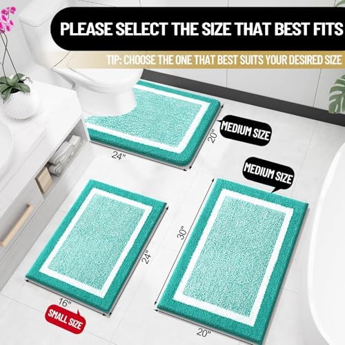 OLANLY Small Bathroom Rugs 24x16, Absorbent Microfiber Bath Rugs, Green