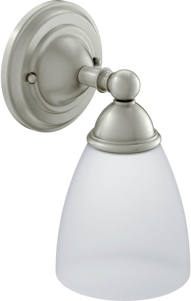 Moen YB2261BN Brantford 1-Light Dual-Mount Bath Bathroom Vanity Fixture with Frosted Glass, Brushed Nickel