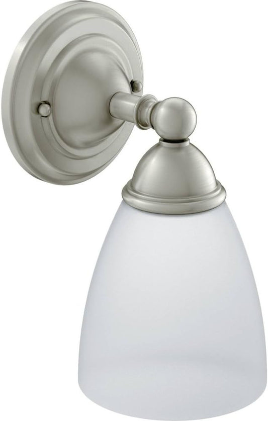 Moen YB2261BN Brantford 1-Light Dual-Mount Bath Bathroom Vanity Fixture with Frosted Glass, Brushed Nickel