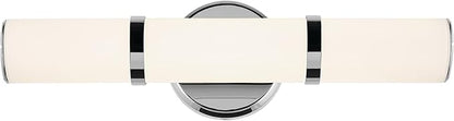 Kichler Rosh 18" LED Small Bath Bar with White Glass in Chrome, Modern Minimalist, for Vanity, Fireplace, Buffet, Hallway, Vanity Mirror, (18" W x 5" H), 55187CHLED