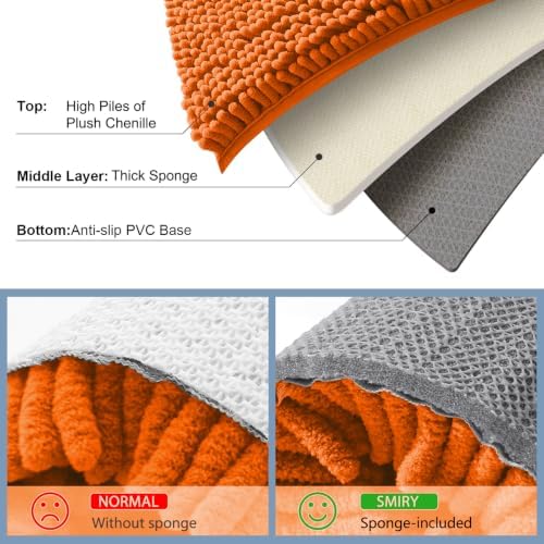 Smiry Bathroom Rugs 24X16, Luxury Chenille Extra Soft Absorbent Bath Mat