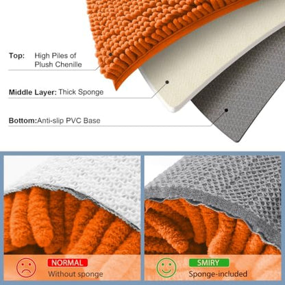 Smiry Bathroom Rugs 24X16, Luxury Chenille Extra Soft Absorbent Bath Mat