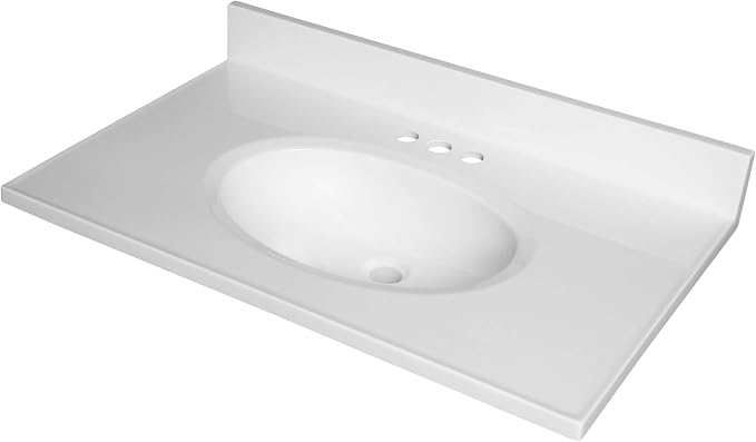 Cultured Marble Composite Bathroom Sink Top - Fits Standard 30” Vanity | Elegant and Durable Bathroom Sinks for Modern Homes - Upgrade Your Space - Perfect for Any Bathroom Design