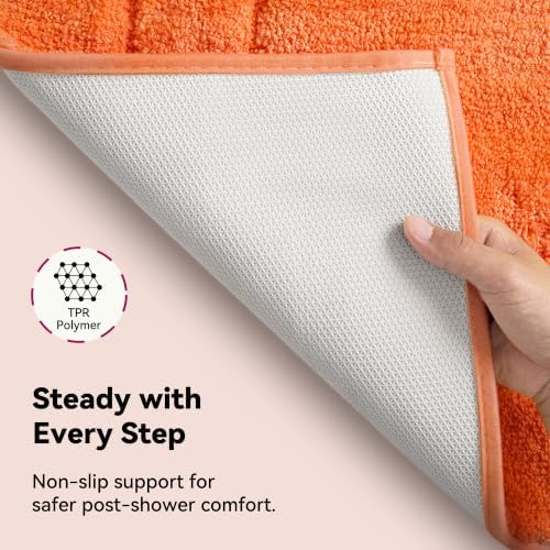 GRANNY SAYS Orange Bathroom Rug 16" x 24", Non-Slip Microfiber Bath Mat