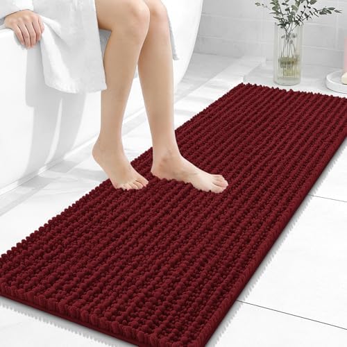 OLANLY Bathroom Runner Rugs 47x17, Thick Soft Absorbent Chenille Bath Rugs