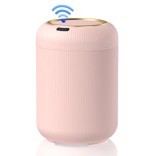 Procade Automatic Motion Sensor Bathroom Trash Can, Small Pink Garbage Can | 3 Gallon Touchless Sensor trash can with Lid,Pink and Gold Garbage Bin Electric Waste Basket for Bedroom,Office,Dorm,Outdoor
