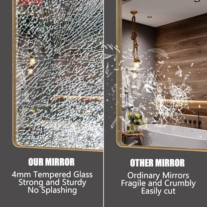 55x30 Inch Gold Bathroom Mirror for Wall