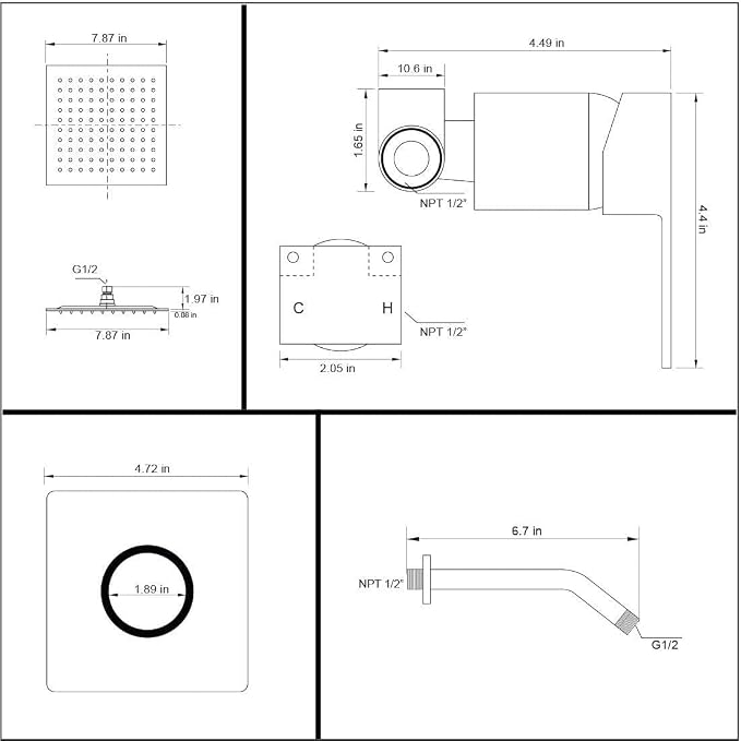 Shower Faucet Polished Chrome Rain Shower Head Shower Faucets Sets Complete Bathroom Rainfall Shower System, Single Function Shower Trim Kit with Rough-in Valve