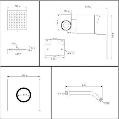 Shower Faucet Polished Chrome Rain Shower Head Shower Faucets Sets Complete Bathroom Rainfall Shower System, Single Function Shower Trim Kit with Rough-in Valve