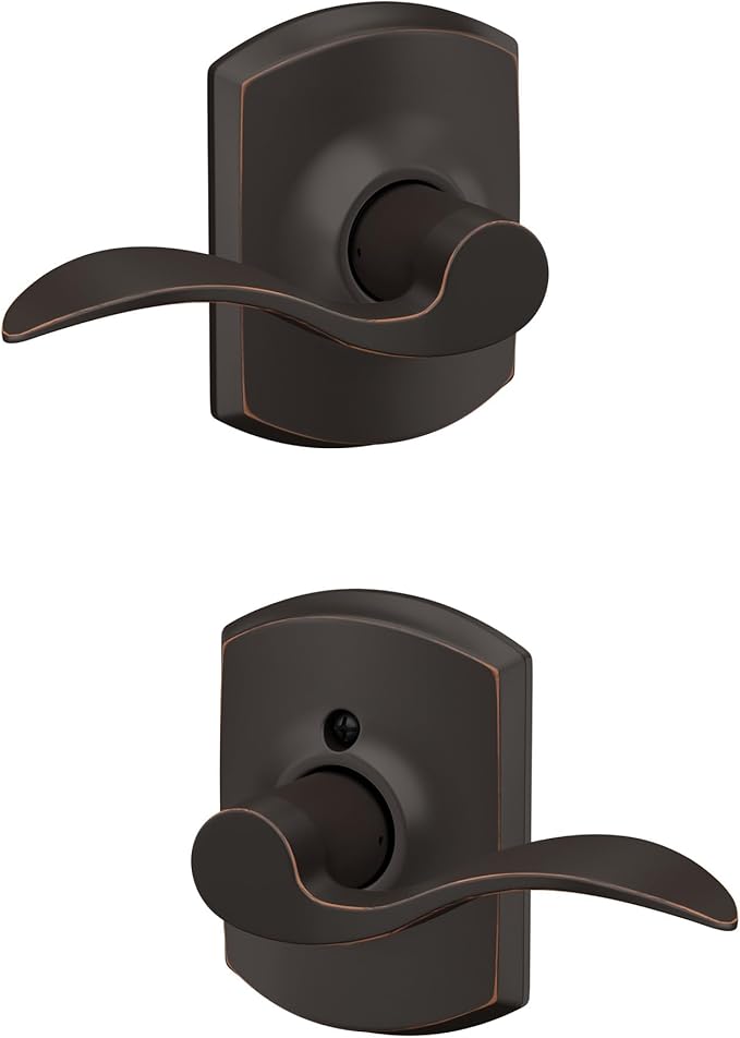 SCHLAGE Accent Lever with Greenwich Trim Hall and Closet Lock in Aged Bronze