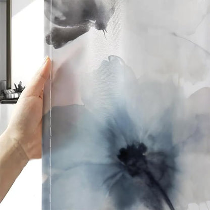 Sanzugh Boho Floral Extra Long Shower Curtain, Cute Cream Tan Beige Blue Grey White Watercolor Flower Fabric Shower Curtains Set for Bathroom Decoration with Hooks 72 X 96 inch Farmhouse Bath Decor