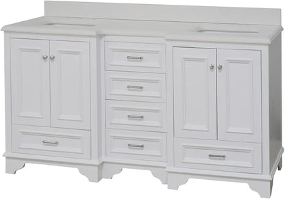 Kitchen Bath Collection Nantucket 72-inch Double Bathroom Vanity (Quartz/White): Includes White Cabinet with Stunning Quartz Countertop and White Ceramic Sinks