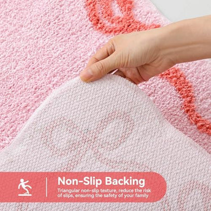 TRUEDAYS Pink Bow Bathroom Rugs, Cute Bow Bath Mat, 32 * 20 Inch