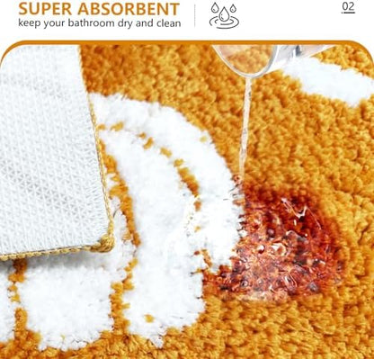APROPHIC Fall Pumpkin Bath Mats for Bathroom, Thanksgving Super Absorbent Non-Slip Microfiber Shaggy Bath Rugs, Autumn Bathroom Mat for Shower, Tub, Sink, Decor, Machine Washable, 20x30 in, Orange1