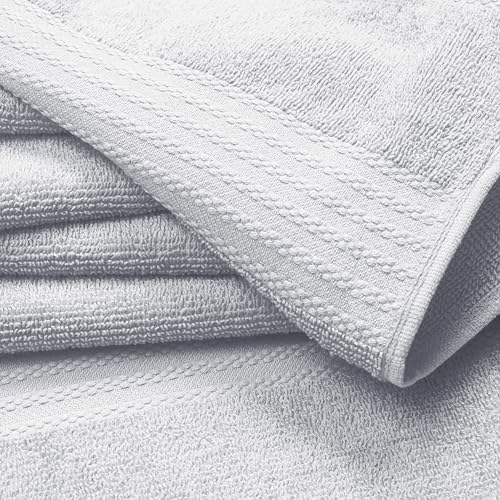 GLAMBURG Ultra Soft 8 Piece Towel Set - 100% Pure Ring Spun Cotton, Contains 2 Oversized Bath Towels 27x54, 2 Hand Towels 16x28, 4 Wash Cloths 13x13 - Ideal for Everyday use, Hotel & Spa - Light Grey