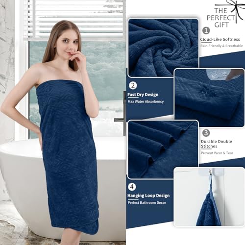 Bath Towel Set of 4 Extra Large Bath Sheet 35"x70" Oversized Bath Towel Soft Microfiber Bathroom Towel for Adults Highly Absorbent Quick Dry Towel Set for Bathroom,Hotel,Shower Towel Bath Sheet Navy