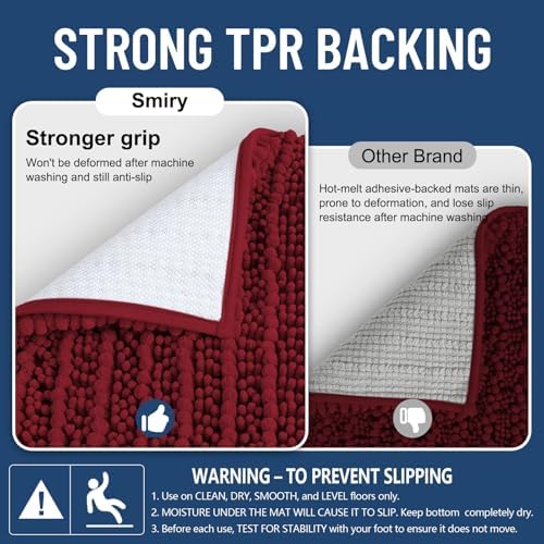 Smiry Bathroom Rugs 48X32, Extra Soft Rubber Backing Chenille Bath Mats