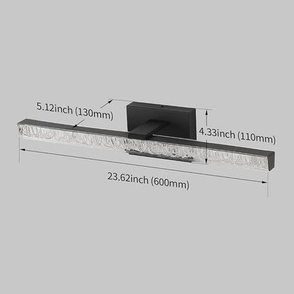 Black Vanity Lights for Bathroom, 24 Inch Modern Bathroom Light Fixtures Over Mirror, Iceberg Crack Acrylic LED Wall Sconce, 5500K Cool White Linear Lighting for Mirror Cabinet, Non-Dimmable