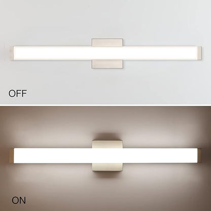 Bathroom Vanity Light Brushed Nickel Square LED 24 inch 14W 4000K Natural White Light Wall Bar Lighting Fixtures Over Mirror (Brushed Nickel, 33.5 inch 5CCTDimmable)