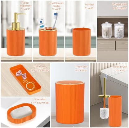 Orange Bathroom Accessories Set, 10PC Bathroom Set