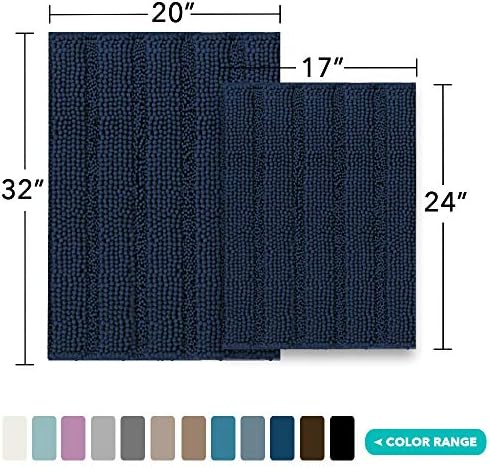 Turquoize Bathroom Rug Set, 2 Piece Soft Absorbent Chenille Bath Rug Set