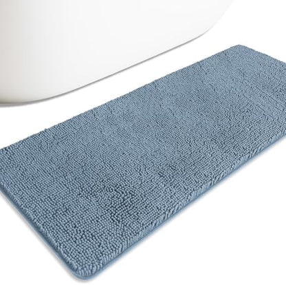 Bathroom Runner Rug 24 x 60 Inch – Extra Large Long Bath Mat | Absorbent and Washable Thick Chenille Bath Rug Non-Slip Runner Rug for Bathroom Floor, Shower, Sink(Blue)