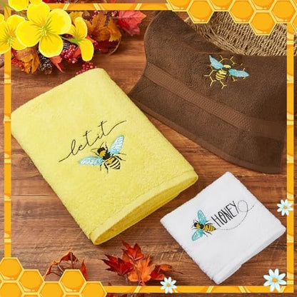 Peryiter 3 Pack Honey Bee Decorative Bath Towel Set