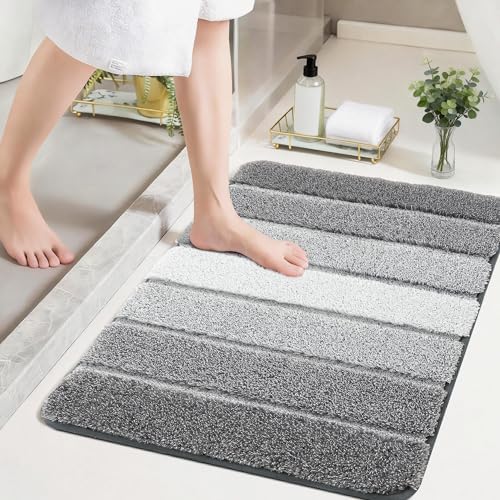 COSY HOMEER Bathroom Rugs 36x24,Ultra Soft Absorbent Bath Mat,Grey