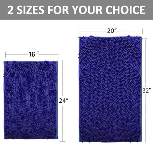 RUN HELIX Bath Rugs Non Slip Washable 2 Piece Non Slip Extra Absorbent Shaggy Chenille Bathroom Rugs and Mats Sets