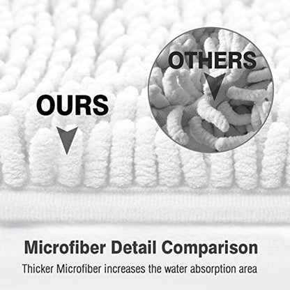 ITSOFT Standard 24"x21" U-Shaped Non-Slip Shaggy Chenille Toilet Contour Bathroom Rug with Water Absorbent, White