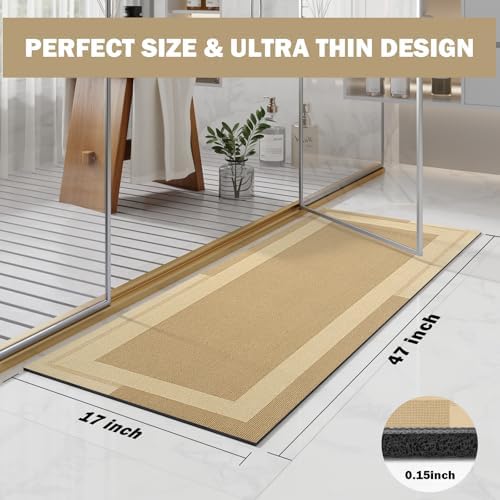 YDKGL Non Slip Bath Mat Long Ultra Thin Bathroom Rugs Runner Fit Under Door