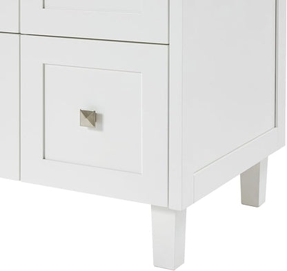 ARIEL Monroe 72-inch Bathroom Vanity with Sink,Solid Wood, 1.5-inch Pure White Quartz Countertop, Double Rectangular Porcelain Sink, Dovetail Drawers, White