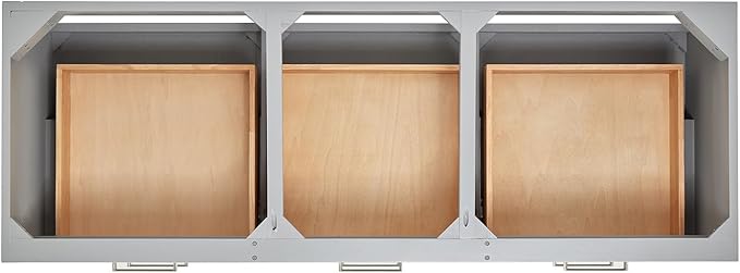ARIEL Hutton 60-inch Bathroom Vanity with Sink,Solid Wood, 1.5-inch Carrara White Quartz Countertop & Backsplash, Double Rectangular Porcelain Sink, 3 Dovetail Drawers, Grey