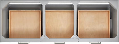 ARIEL Hutton 60-inch Bathroom Vanity with Sink,Solid Wood, 1.5-inch Carrara White Quartz Countertop & Backsplash, Double Rectangular Porcelain Sink, 3 Dovetail Drawers, Grey