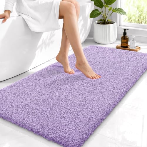 OLANLY Microfiber Bathroom Runner Rugs 44x24, Ultra Soft Bath Mat, Lavender