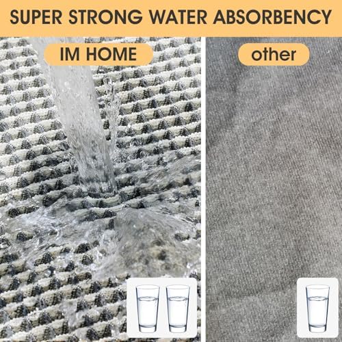 IM HOME Waffle Bath Mat Darkgrey & Cream 5'x2', Boho Woven Modern Bath Mat Rugs, Absorbent Non Slip Bathroom Rugs, Soft Washable Bath Rugs with Tassels for Bathroom, Bedroom, Kitchen, Shower, Tub
