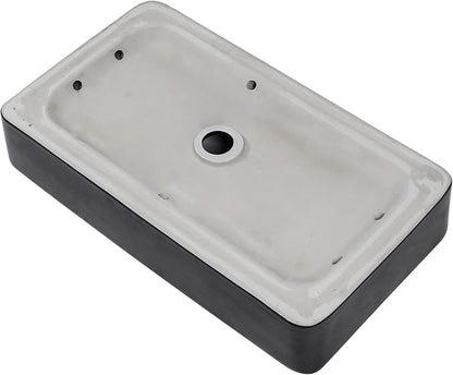 24"x14" Matte Black Bathroom Vessel Sink Rectangle Porcelain Ceramic Above Counter Sink Bowl for Vanity Powder Room Cabinet Lavatory