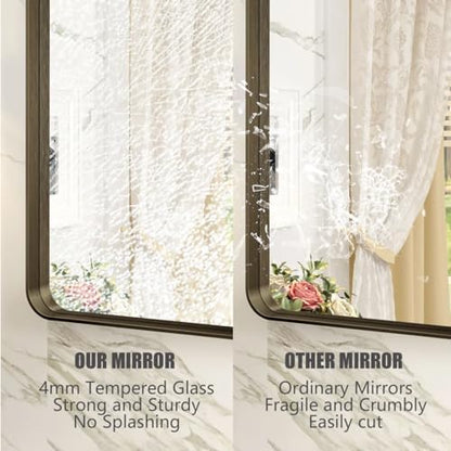 48x36 Inch Bronze Framed Mirror for Wall