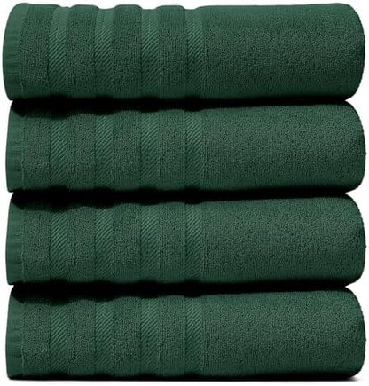 Hearth & Harbor Bath Towels for Bathroom - 100% Ring Spun Cotton Luxury Bathroom Towels - Soft & Highly Absorbent 4 Bath Towels, Hunter Green