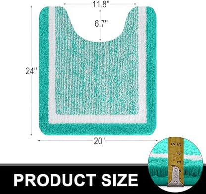OLANLY Toilet Rugs U-Shaped 24x20, Absorbent Microfiber Bath Mat, Green