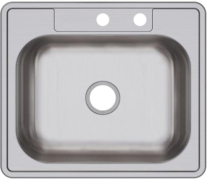 Elkay D12521MR2 22 Gauge Stainless Steel Single Bowl Top Mount Kitchen Sink, 25 x 21.25 x 6.5"