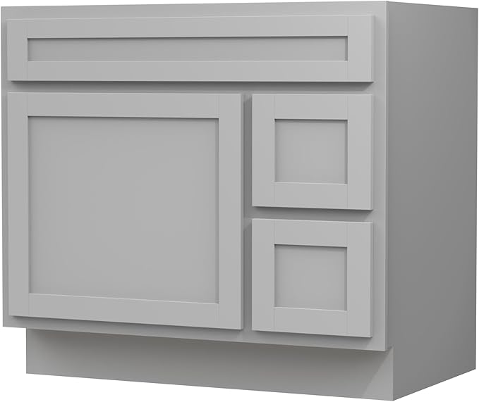 Vanity Art 36 Inch Single Bathroom Vanity Base Only Cabinet Rustic Bathroom Vanity with Drawers, Sturdy Floor Mounted Storage Cabinet Organizer for Bedroom, Living Room, Kitchen, Grey
