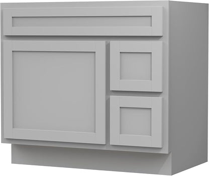 Vanity Art 36 Inch Single Bathroom Vanity Base Only Cabinet Rustic Bathroom Vanity with Drawers, Sturdy Floor Mounted Storage Cabinet Organizer for Bedroom, Living Room, Kitchen, Grey