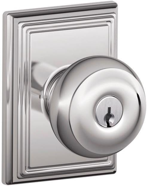 SCHLAGE F51A GEO 625 ADD Georgian Knob with Addison Trim Keyed Entry Lock, Bright Chrome