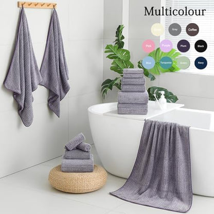 Ycosy Hand Towels Set 16x31 Inches,Soft Microfibers Bathroom Towel Set 2 Pack,Highly Absorbent Quick Dry Luxury Towel Hotel Spa Gym Hand Towel Collection for Bathroom,Dark Purple