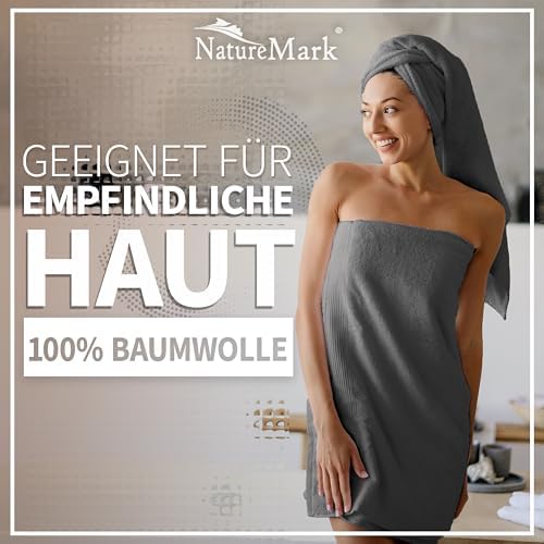 Pack of 2 Bath Towels - 100% Cotton, 500 g/m² - Soft, Absorbent & Durable - for Home, Sauna & Travel - 27 x 54 in (Anthrazite Grey)
