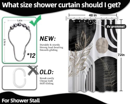 Black and White Stall Shower Curtain, 48X72 in Narrow Small, Mid Century